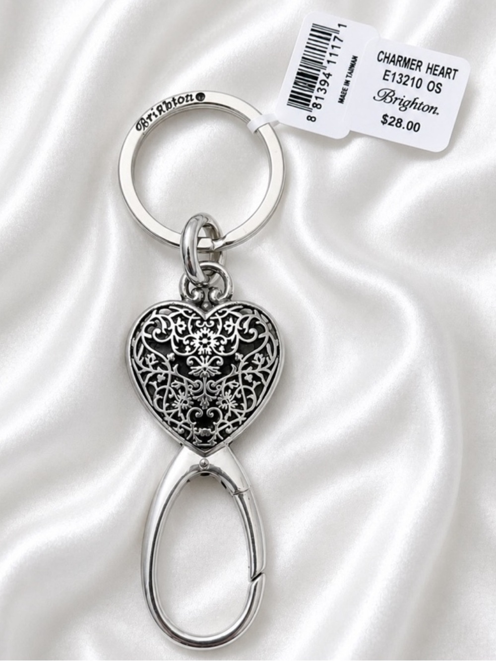 Brighton Charmer Heart Key Fob Filigree Keychain Bag Hook E13210